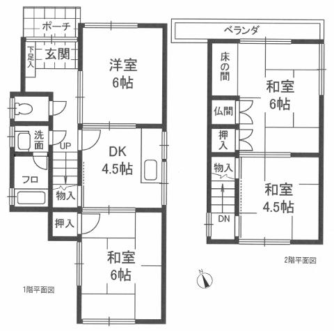 Floor plan. 7.8 million yen, 4DK, Land area 73.33 sq m , Building area 59.8 sq m