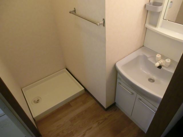 Washroom. Independent wash basin, There is storage room washing machine