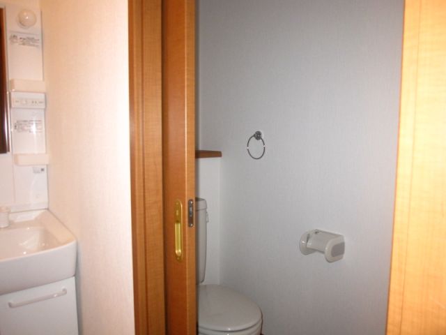 Toilet. Clean toilet towel is applied