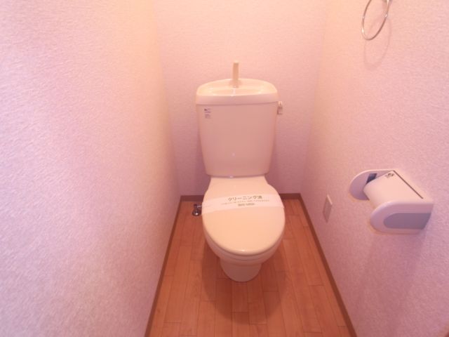 Toilet. Bathroom with a mirror.