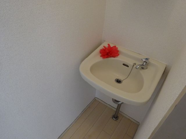 Washroom. Independent wash basin is attached.