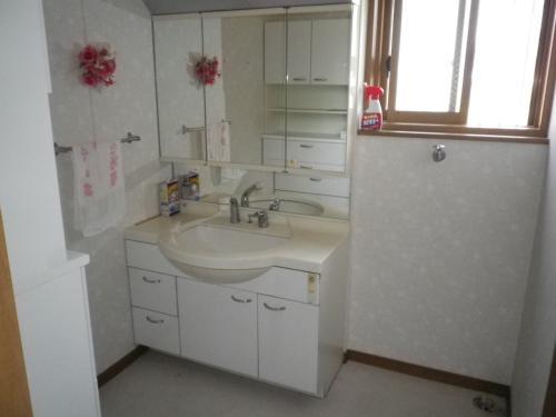 Wash basin, toilet. Wash