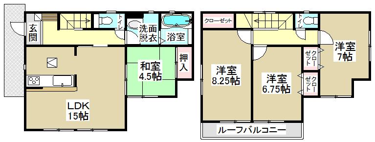 Floor plan. (3 Building), Price 33,800,000 yen, 4LDK, Land area 151.15 sq m , Building area 98.55 sq m