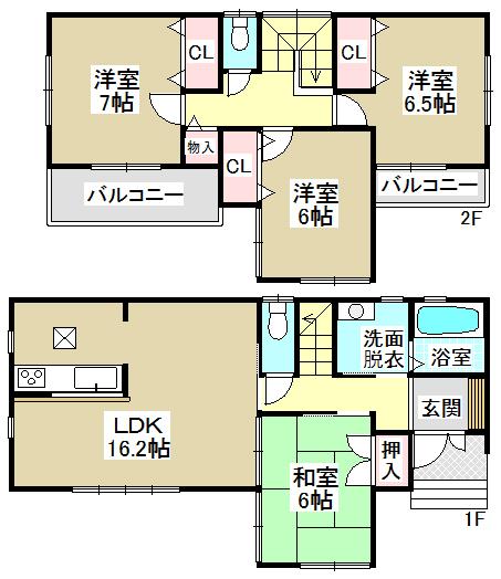 Floor plan. (3 Building), Price 36,800,000 yen, 4LDK, Land area 139.69 sq m , Building area 98.42 sq m
