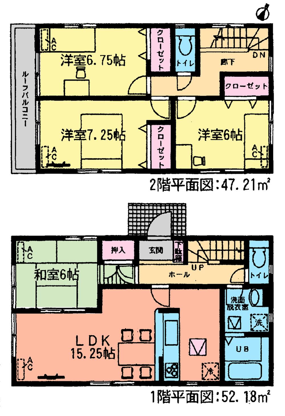 Floor plan. (1 Building), Price 33,800,000 yen, 4LDK, Land area 126.7 sq m , Building area 99.39 sq m