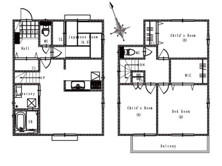 Building plan example (floor plan). Building plan Example (2) 4LDK, Land price 20.1 million yen, Land area 148.78 sq m , Building price 18.1 million yen, Building area 101.04 sq m
