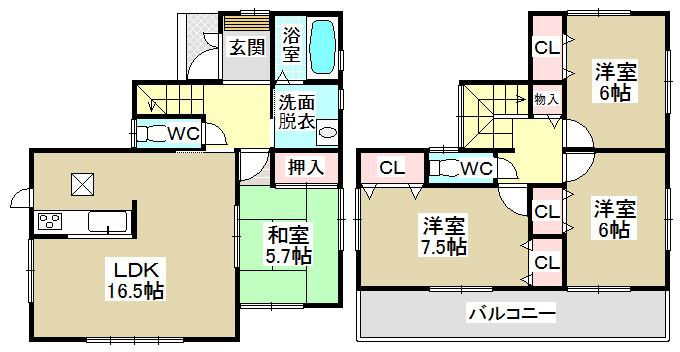 Floor plan. 31,800,000 yen, 4LDK, Land area 186.79 sq m , Building area 98.41 sq m