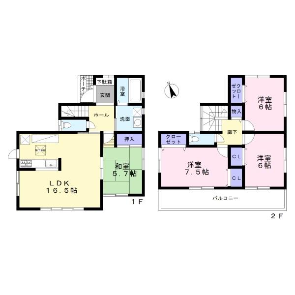 Floor plan. 31,800,000 yen, 4LDK, Land area 186.79 sq m , Building area 98.41 sq m