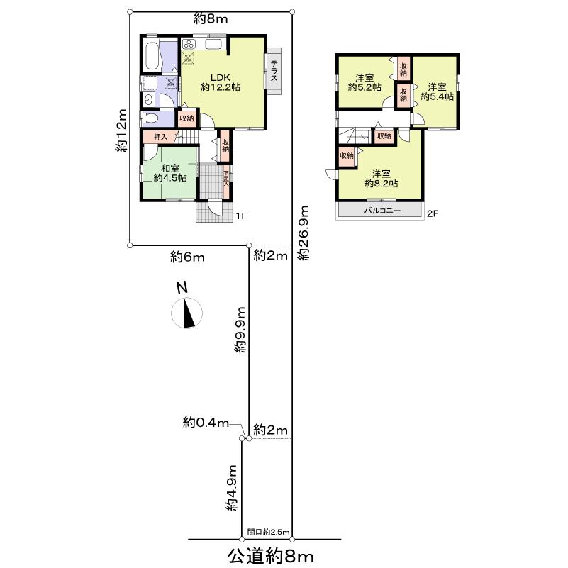 Compartment figure. 35,800,000 yen, 4LDK, Land area 129.95 sq m , Building area 86.99 sq m extension site part about 32.87 sq m