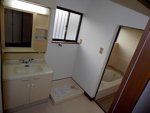 Wash basin, toilet. Washroom