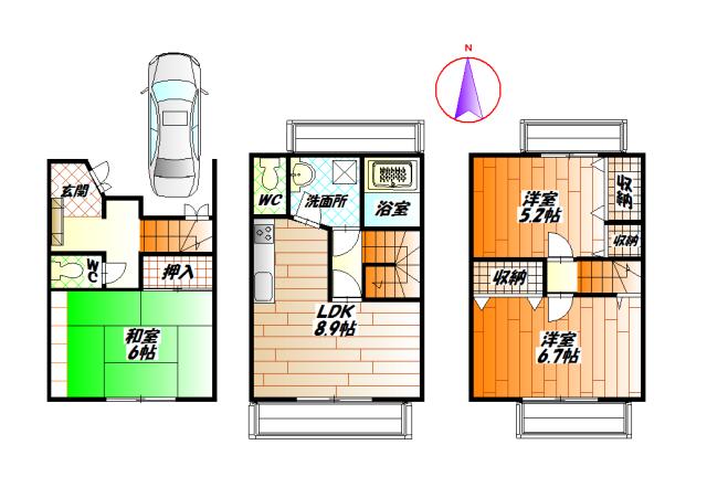 Floor plan. 13.8 million yen, 3DK, Land area 60.71 sq m , Building area 79.09 sq m