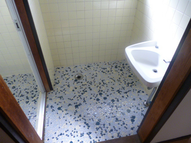 Washroom. Washing machine in the room