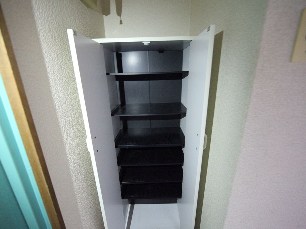 Entrance. With shoe box