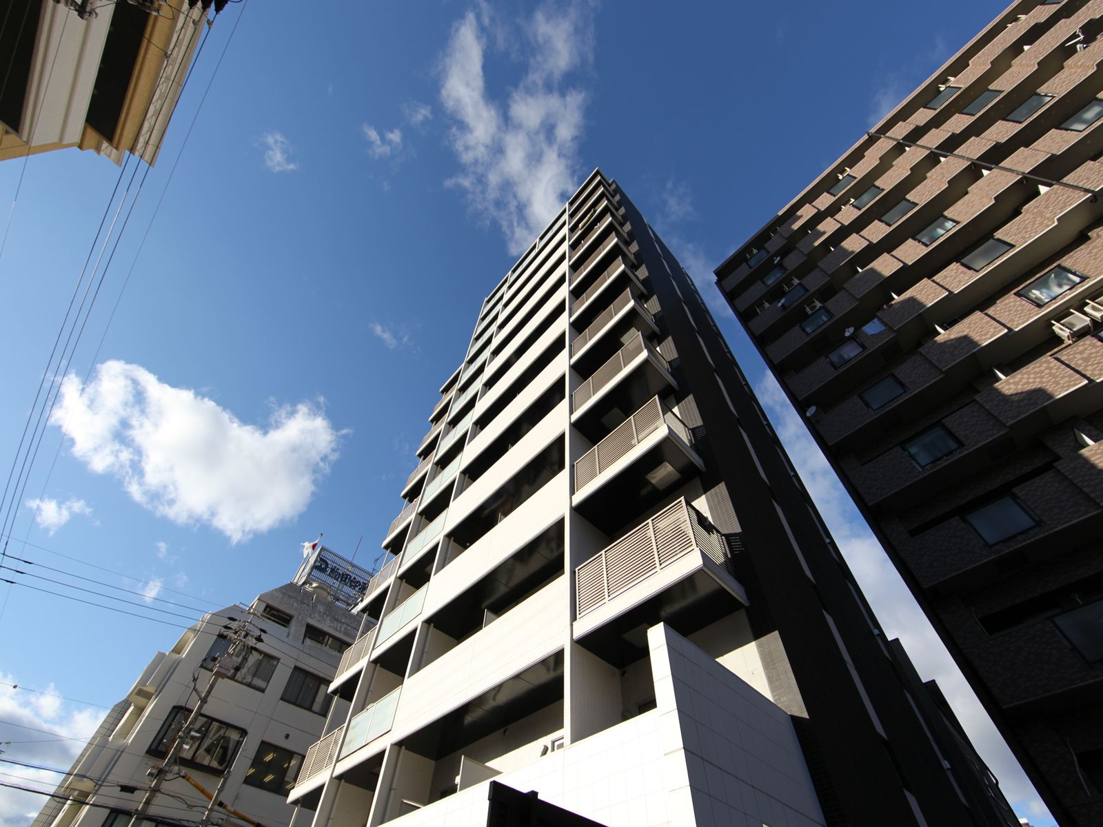 Building appearance. appearance With auto lock Courier with BOX With security cameras