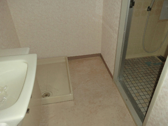 Washroom. Washing machine in the room