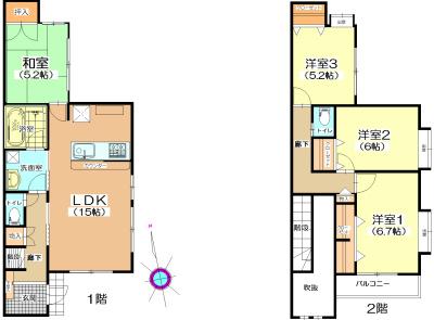Floor plan. 22,800,000 yen, 4LDK, Land area 117.49 sq m , Building area 92.74 sq m 4LDK. Attic storage Yes.