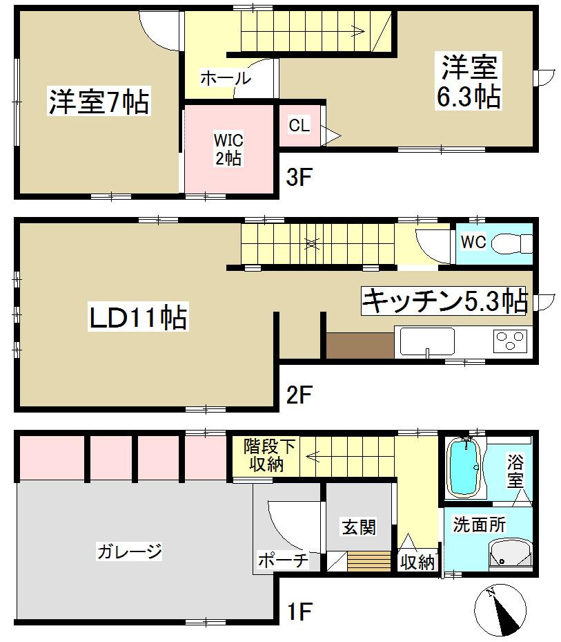 Floor plan. 19,800,000 yen, 2LDK, Land area 51.23 sq m , Building area 94.77 sq m ○ ● ○ floor plan ○ ● ○ All room 6 quires more!