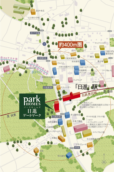 Life convenience facilities are aligned to about 400m distance / Local guide map