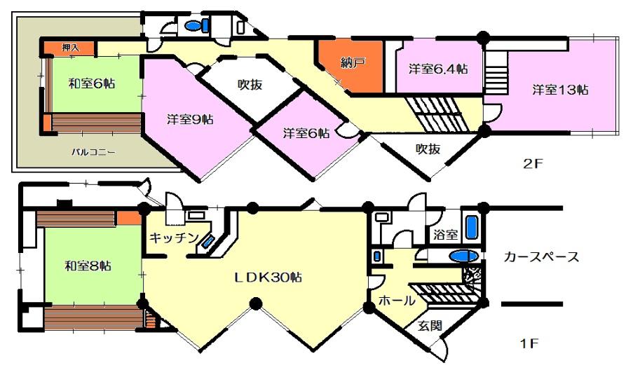 Floor plan. 44,800,000 yen, 6LDK + S (storeroom), Land area 447.97 sq m , Building area 228.68 sq m