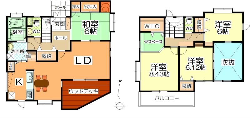 Floor plan. 15.9 million yen, 4LDK, Land area 200.06 sq m , With a building area of 123.38 sq m wood deck. There is also a blow, It is open.