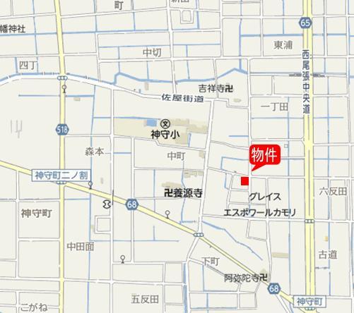 Local guide map. Tsushimasen Meitetsu "Aotsuka" station walk 38 minutes!  Meitetsu bus "east Kamori" stop a 5-minute walk