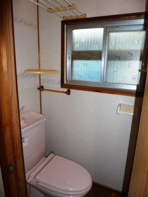 Toilet. It pink toilet seat is pretty