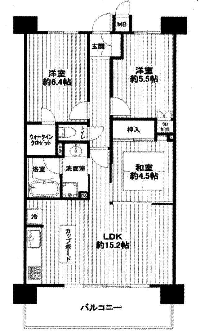 Floor plan. 3LDK, Price 22,800,000 yen, Occupied area 67.72 sq m , Balcony area 11.34 sq m