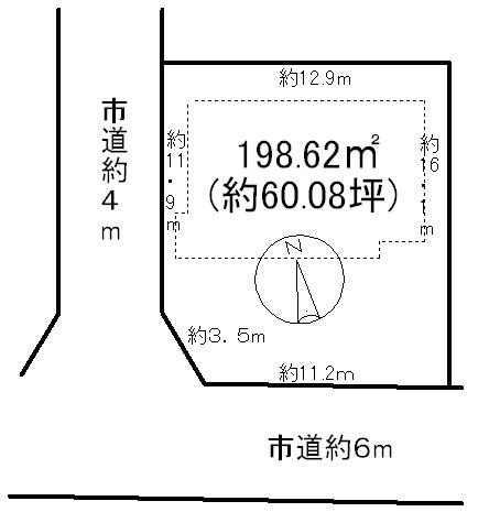Compartment figure. Land price 26,800,000 yen, Land area 198.62 sq m southwest of the corner lot! !