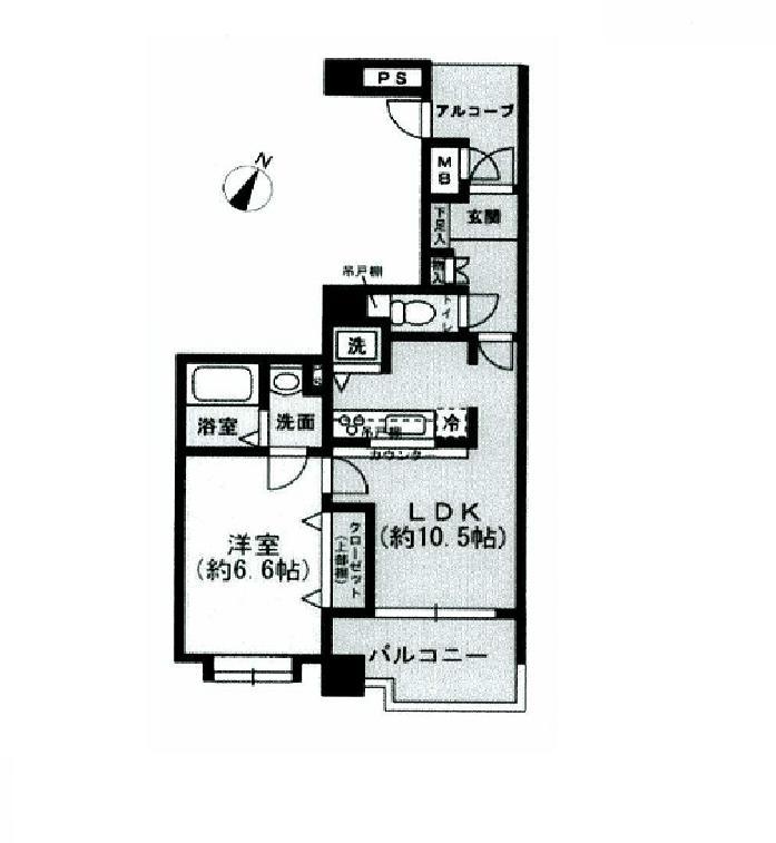 Floor plan. 1LDK, Price 10.9 million yen, Occupied area 41.62 sq m , Balcony area 5.96 sq m