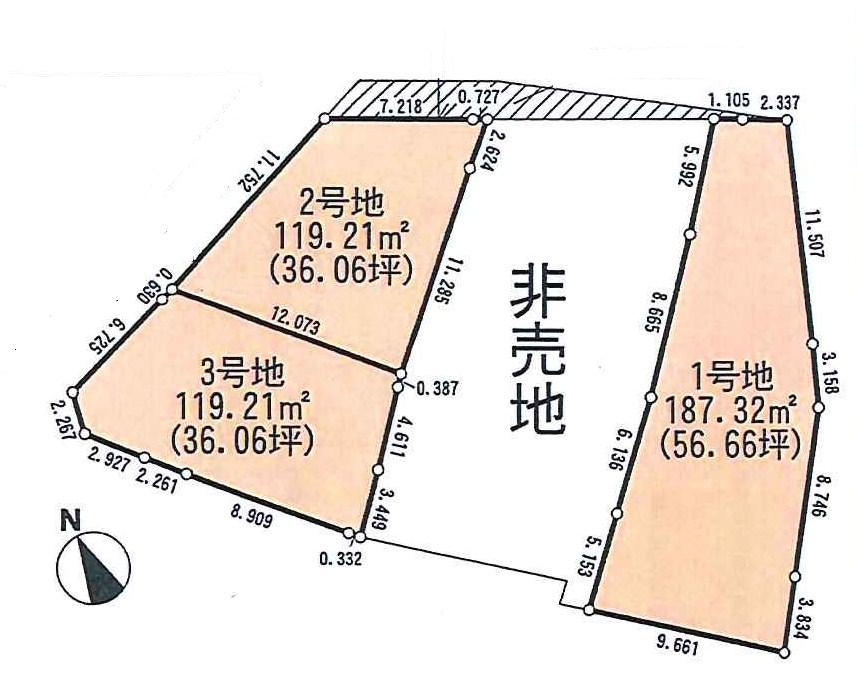 Compartment figure. Land price 12.8 million yen, Land area 187.32 sq m