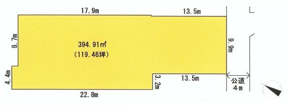 Compartment figure. Land price 18,800,000 yen, Land area 394.91 sq m