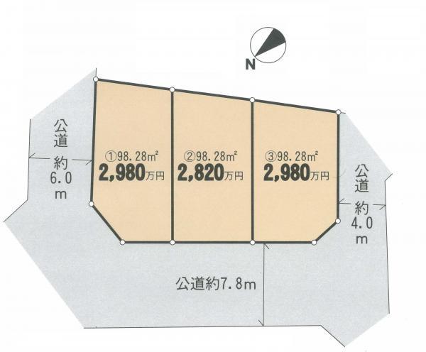 Compartment figure. Land price 28,200,000 yen, Land area 98.28 sq m