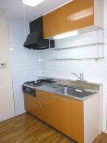 Kitchen. It comes with a gas stove! Also burnt fish!
