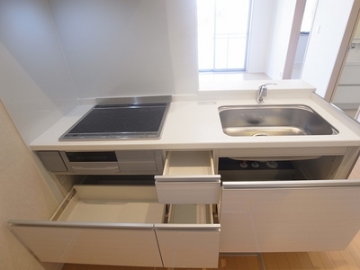 Kitchen. High safety IH cooking heater, three-necked ・ With grill