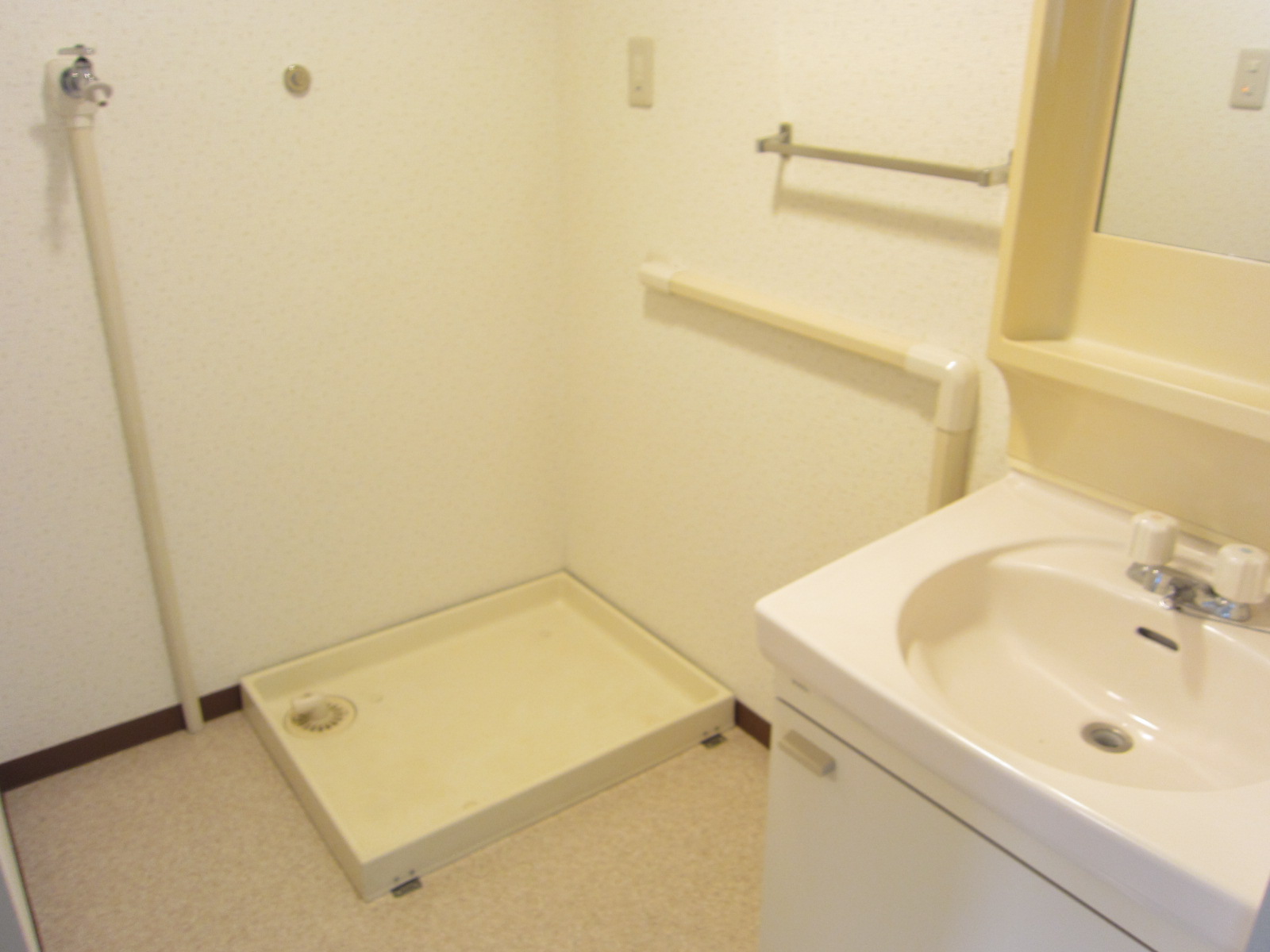 Washroom. Washing machine place is of course the room!