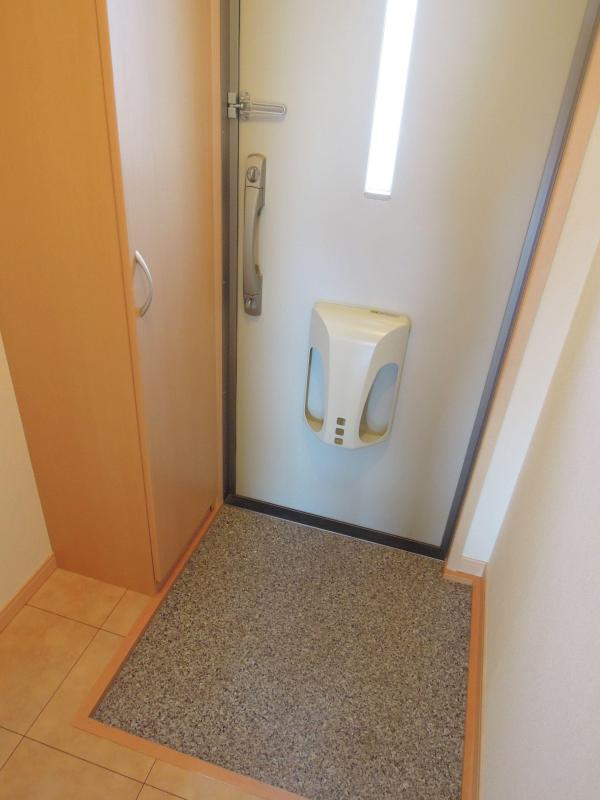 Entrance. Large shoe box equipped in the front door.