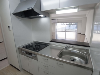 Kitchen. You can see the state of the family living-dining while working.