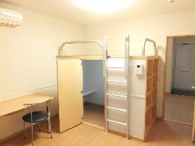 Living and room. Also storage space below the horizontal of the TV also comes with a bed