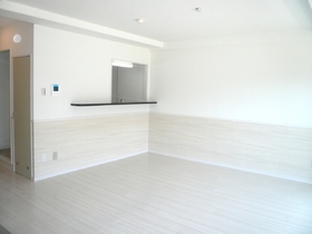 Living and room. Counter kitchen is bright.