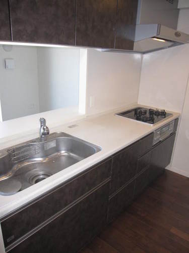 Kitchen. A water purifier 3-burner stove in the kitchen (interior ago)