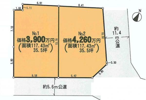 Compartment figure. Land price 39 million yen, Land area 117.43 sq m
