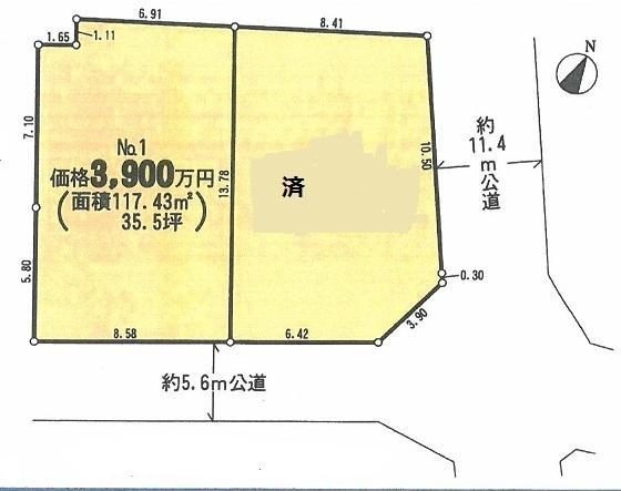 Compartment figure. Land price 39 million yen, Land area 117.43 sq m
