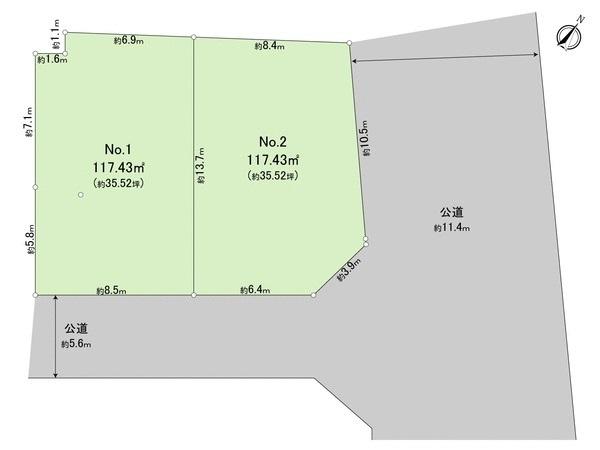 Compartment figure. Land price 39 million yen, Land area 117.43 sq m