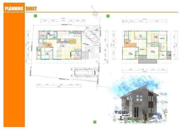 Model house photo. Model house floor plan