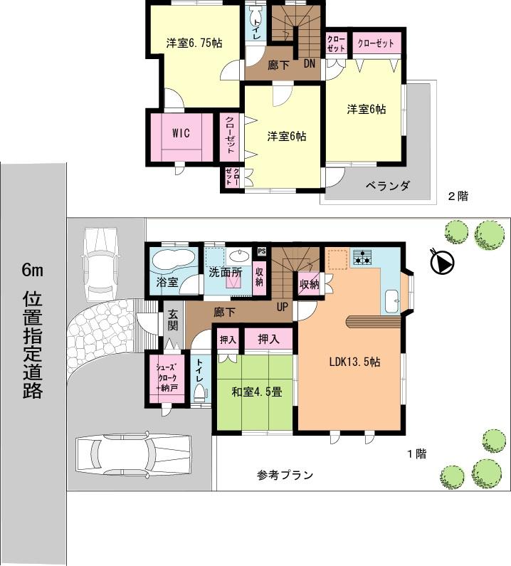 Building plan example (Perth ・ Introspection). Building plan example (No. 3 place, No. 4 locations) Building Price 15.5 million yen, Building area 30.55 square meters, You can design changes, such as to 21 quires of LDK taking a Japanese-style room! 
