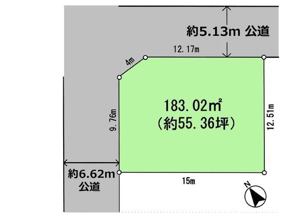 Compartment figure. Land price 10.8 million yen, Land area 183.02 sq m compartment view