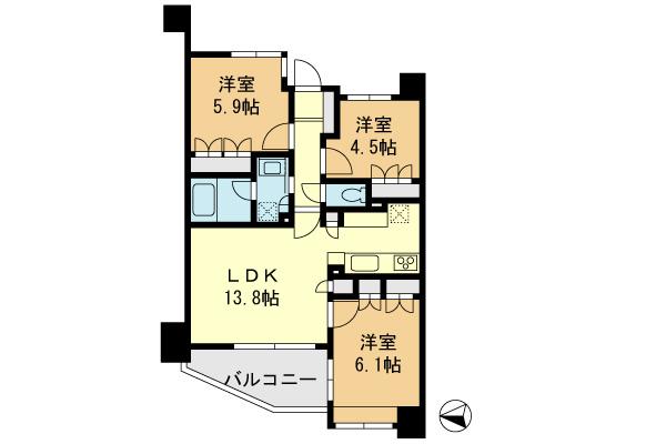 Floor plan. 3LDK, Price 28,900,000 yen, Occupied area 65.78 sq m