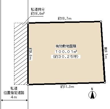 Compartment figure. Land price 10.6 million yen, Land area 116.66 sq m
