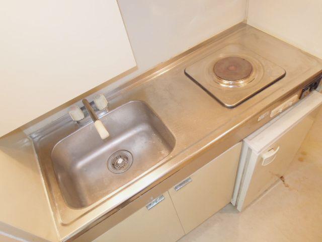 Kitchen. A kitchen with a mini-fridge.