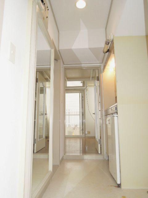 Living and room. There is also a large mirror in the foyer.